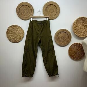 PINK Victoria's Secret Green Elastic Parachute Cargo Pants Medium Y2K Style